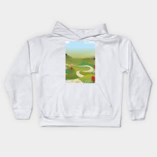 Cartoon road landscape Kids Hoodie